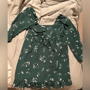 Abercrombie Green Floral Babydoll Dress
